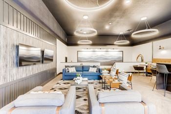 Cascade lounge with seating, foosball and shuffleboard